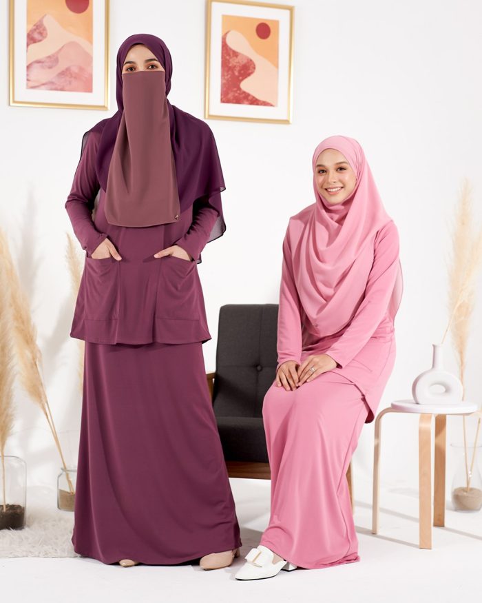 Baju Kurung Kedah Lesica - Punch Pink - Image 5