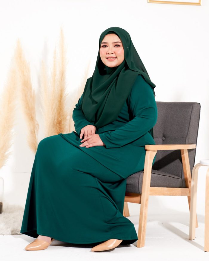 Baju Kurung Kedah Lesica - Emerald Green - Image 3