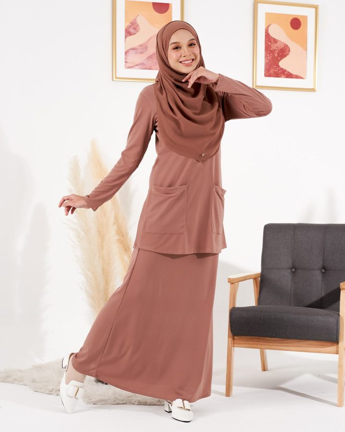 Baju Kurung Kedah Lesica - Peanut Brown