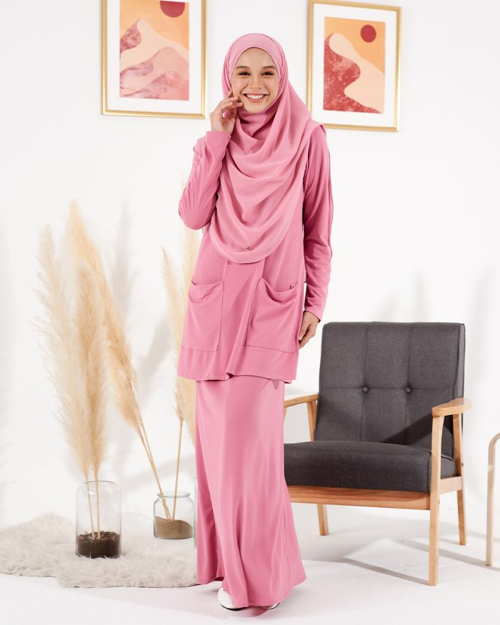 Baju Kurung Kedah Lesica - Punch Pink