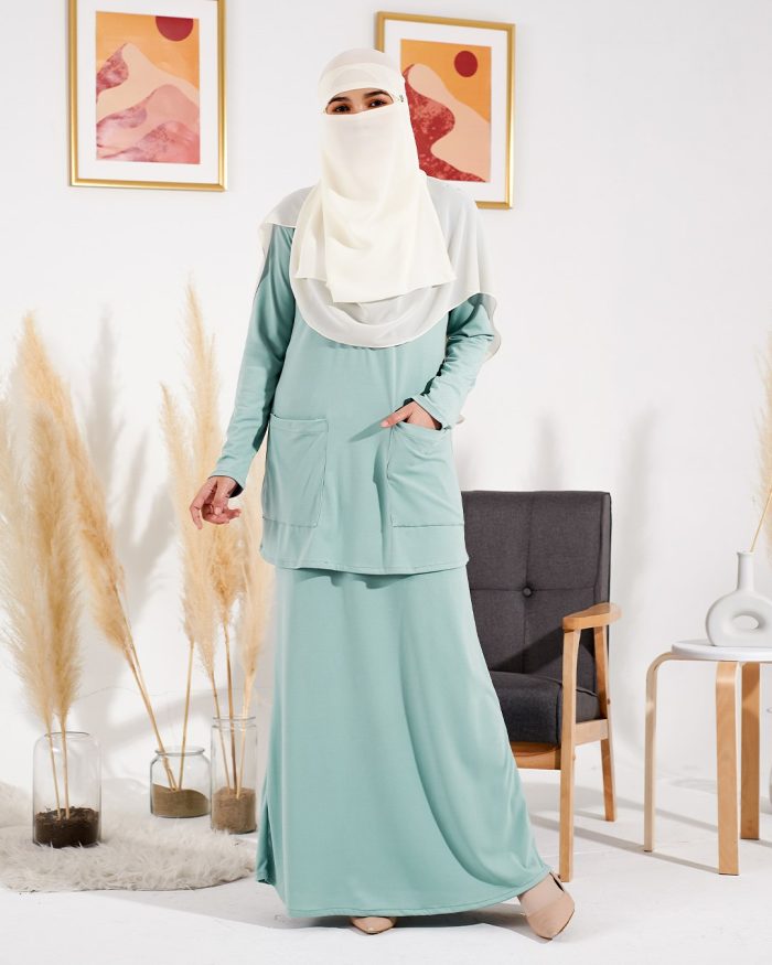 Baju Kurung Kedah Lesica - Teal Green - Image 2