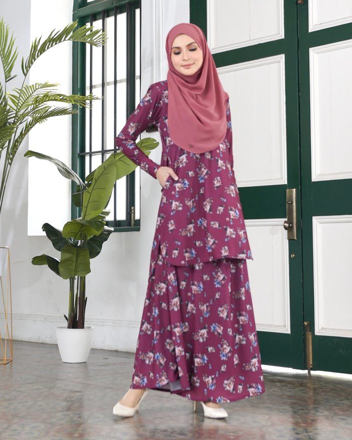 Baju Kurung Losra - Melor Plum - Image 4