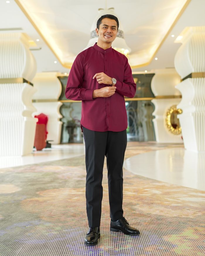 Baju Kurta Mizan - Barn Maroon - Image 3