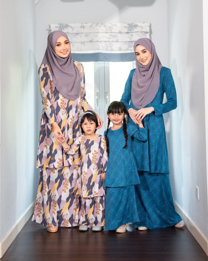 Baju Kurung Pahang Laura Printed Kids – Marble Purple - Image 7