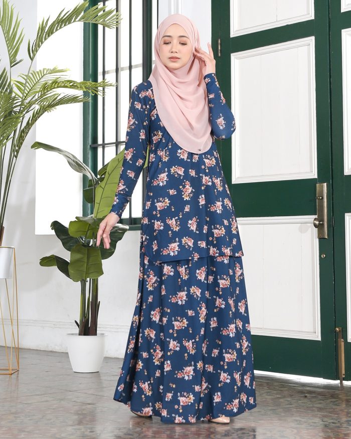 Baju Kurung Losra - Melor Oxford Blue