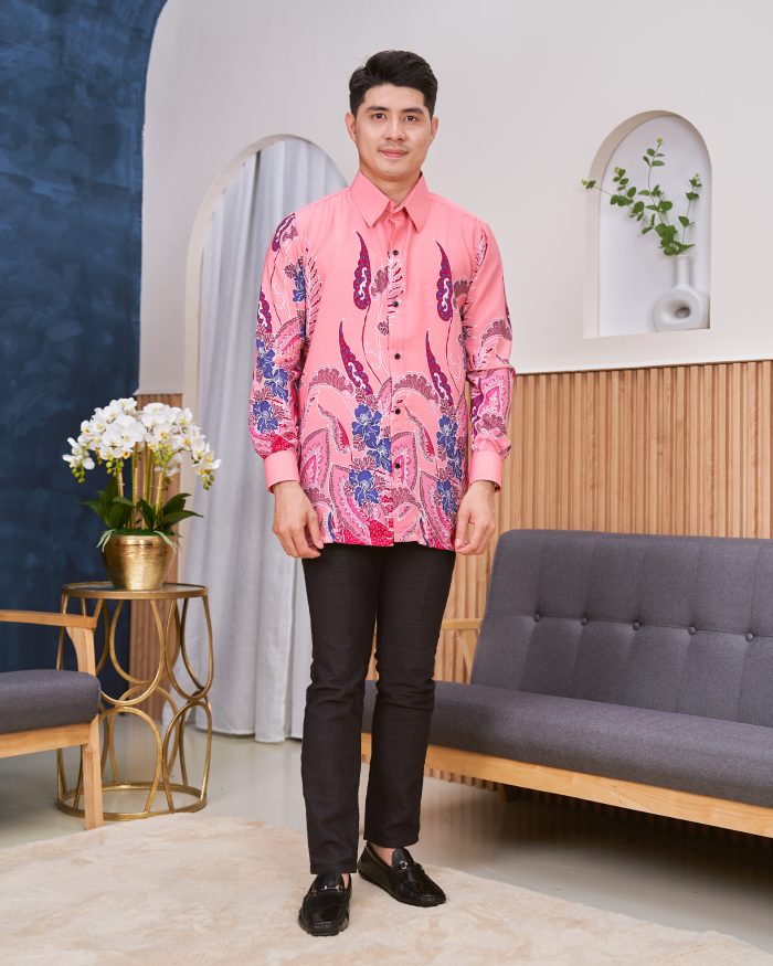 Kemeja Batik Sultan - Fern Flamingo Pink - Image 3