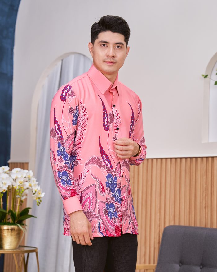 Kemeja Batik Sultan - Fern Flamingo Pink - Image 4