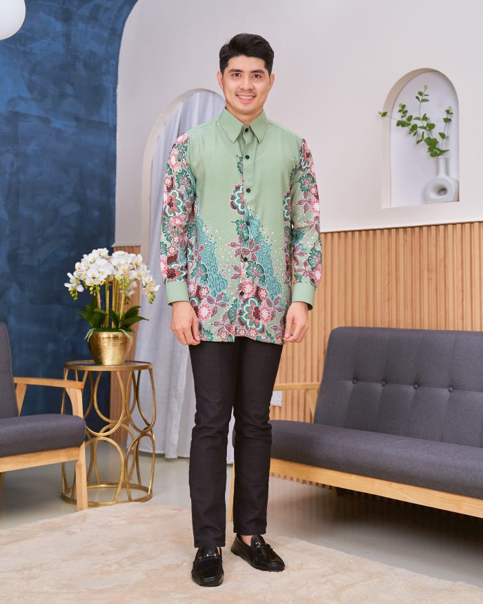 Kemeja Batik Sultan - Anggerik Sage green - Image 4