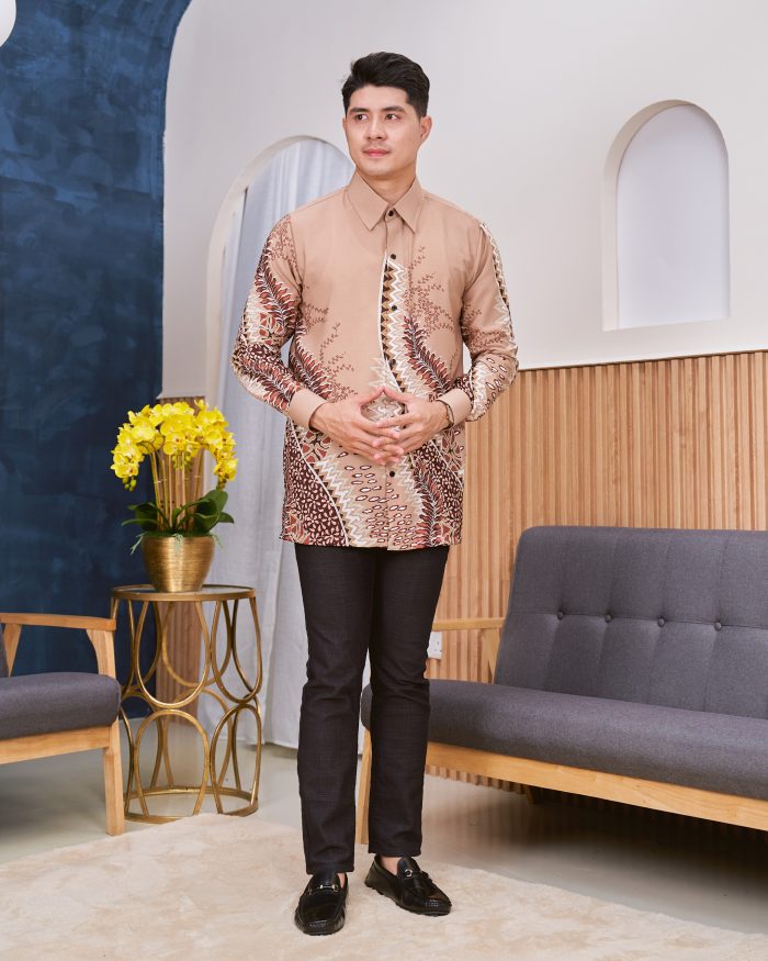 Kemeja Batik Sultan - Ombak Light Brown - Image 3