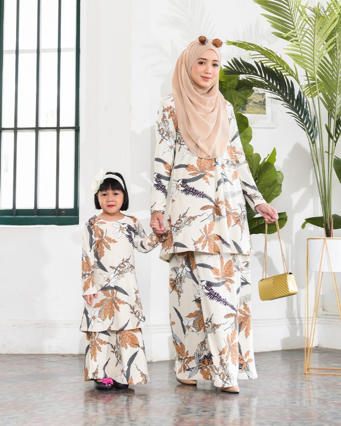 Kurung Lara Kids – Cream Brown - Image 6