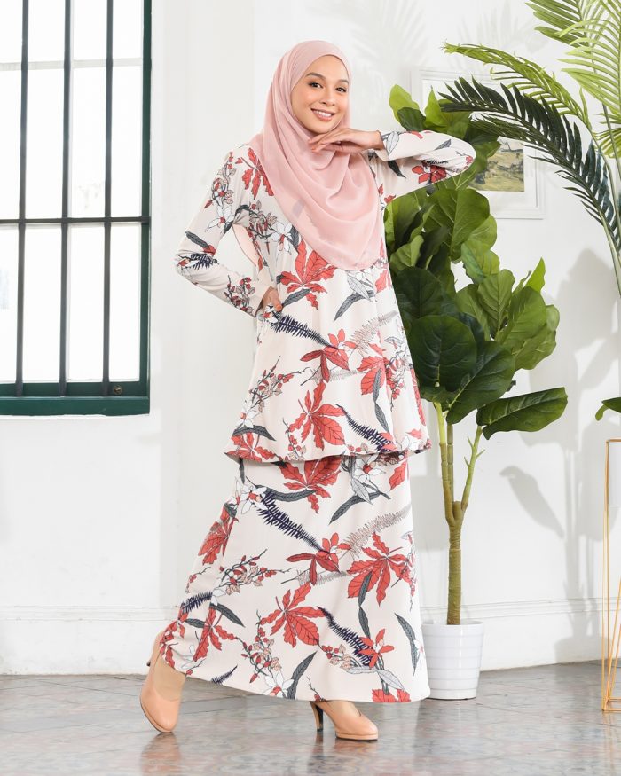 Kurung Lara – Cream Coral - Image 3