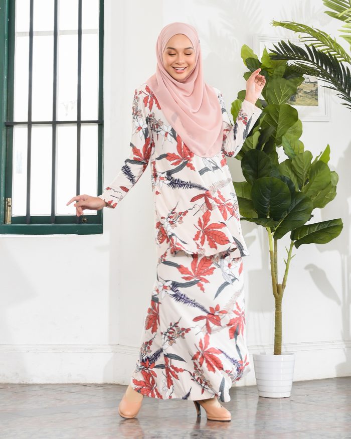 Kurung Lara – Cream Coral - Image 2