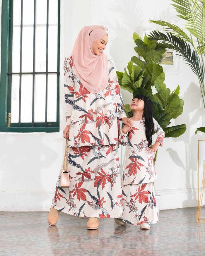 Kurung Lara – Cream Coral - Image 6