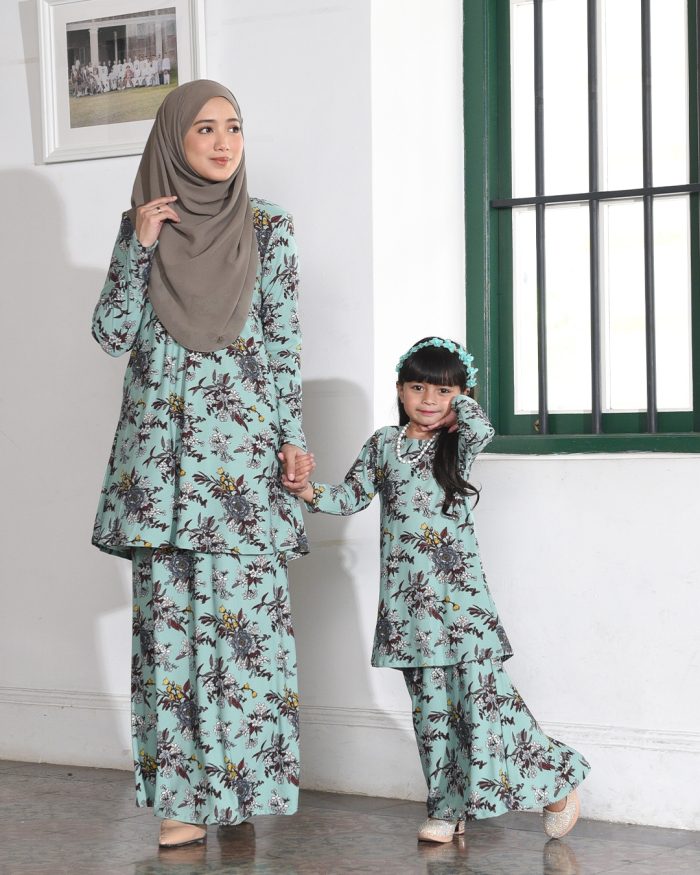 Kurung Lara Kids - Geredenia Mint - Image 4