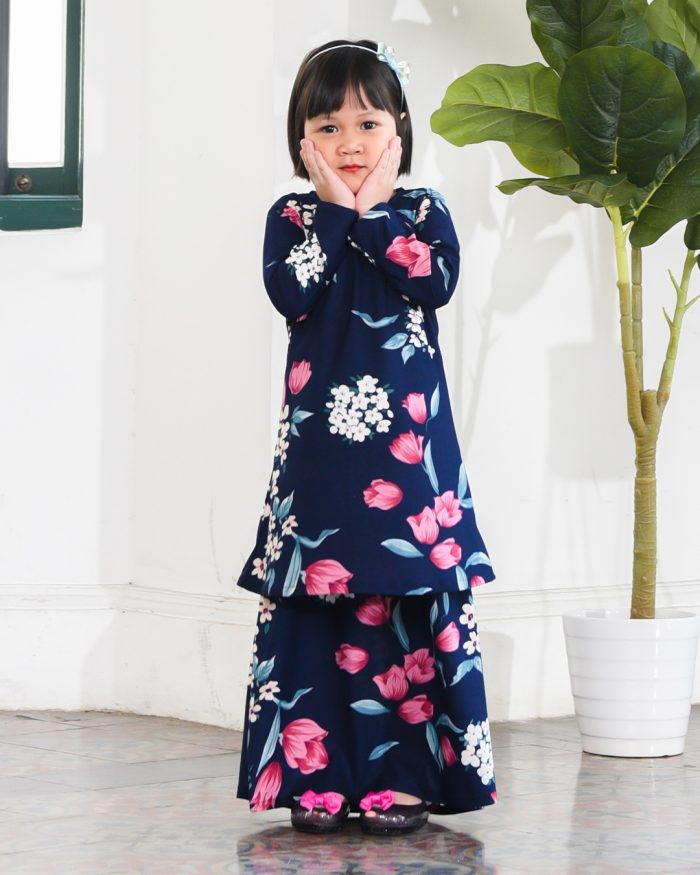 Kurung Lara Kids - Midnight Blue - Image 2