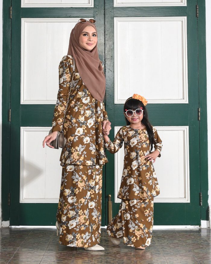 Kurung Lara Kids – Peony Brown - Image 4