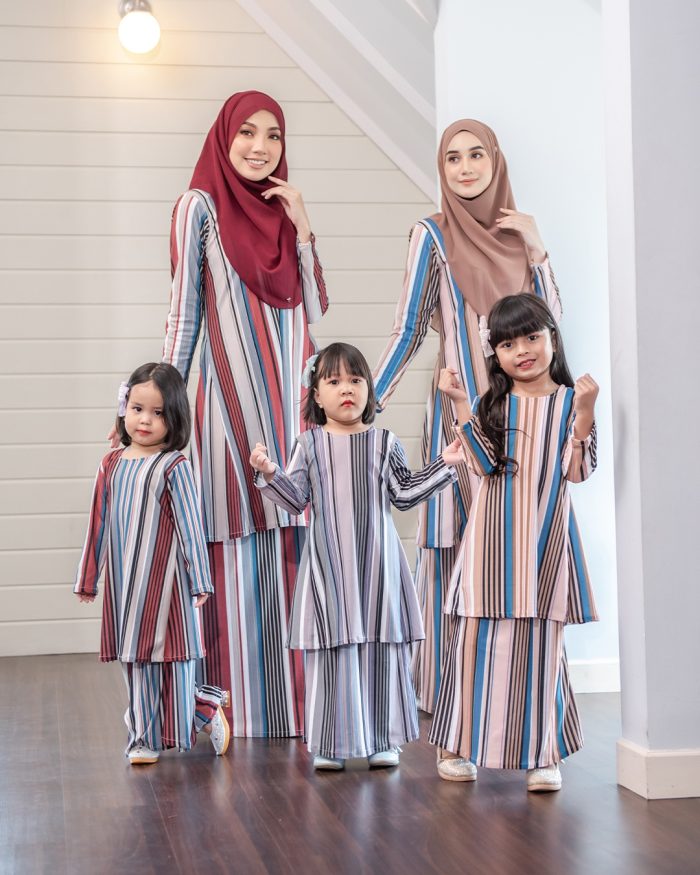 Baju Kurung Pahang Laura Printed Kids – Stripes Brown - Image 6