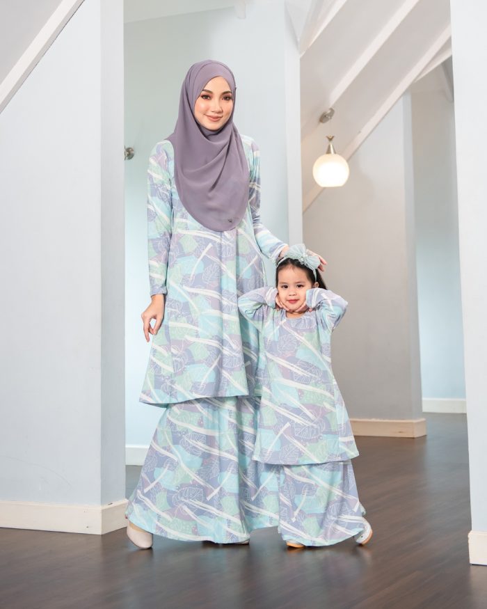 Baju Kurung Pahang Laura Printed Kids – Caladium Bicolour - Image 6