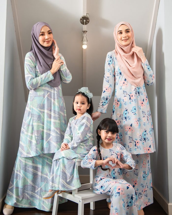 Baju Kurung Pahang Laura Printed Kids – Melati Abalone - Image 6