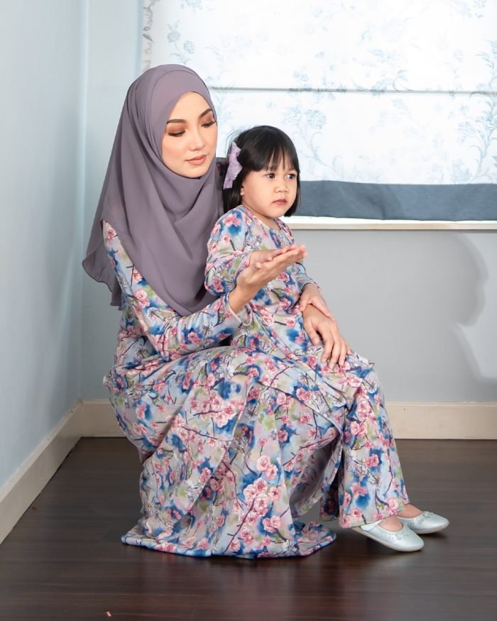 Baju Kurung Pahang Laura Printed Kids – Sakura Blossom - Image 6