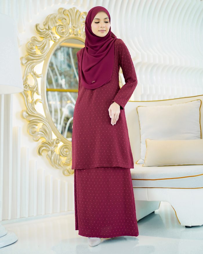 Baju Kurung Moden Rania - Maroon Berry