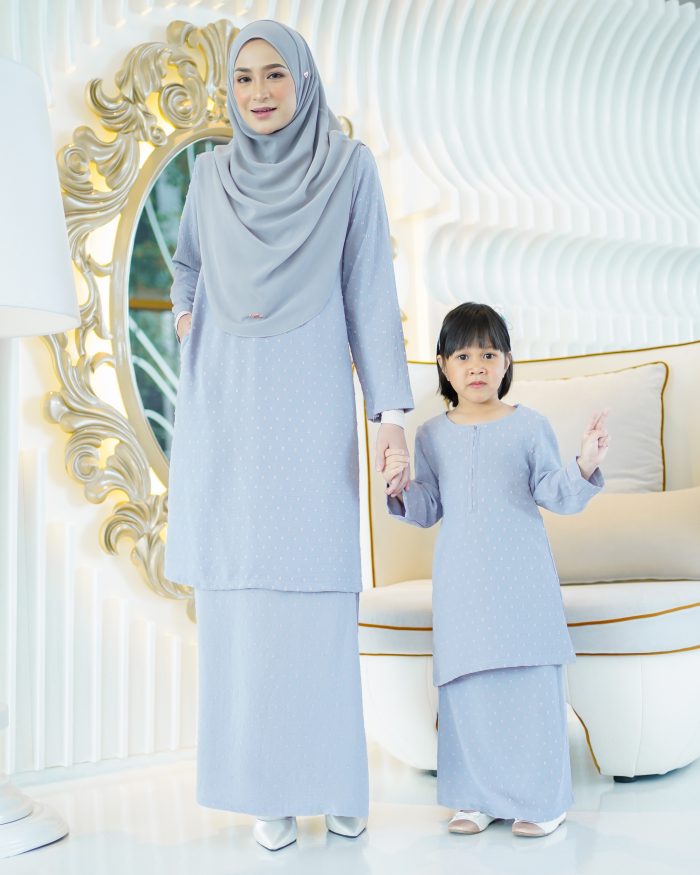 Baju Kurung Moden Rania - Ash Grey - Image 3