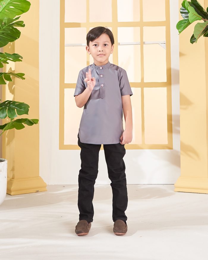 Kurta Luqman Kids - Ash Grey - Image 2