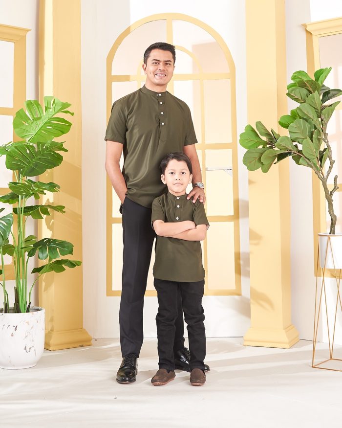 Kurta Luqman Kids - Army Green - Image 4