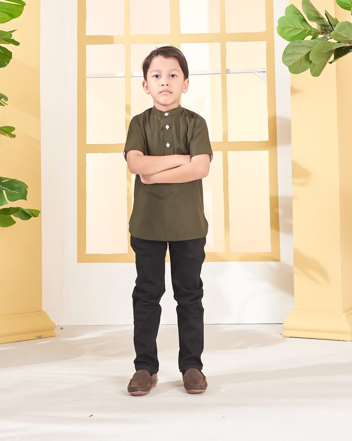 Kurta Luqman Kids - Army Green - Image 2