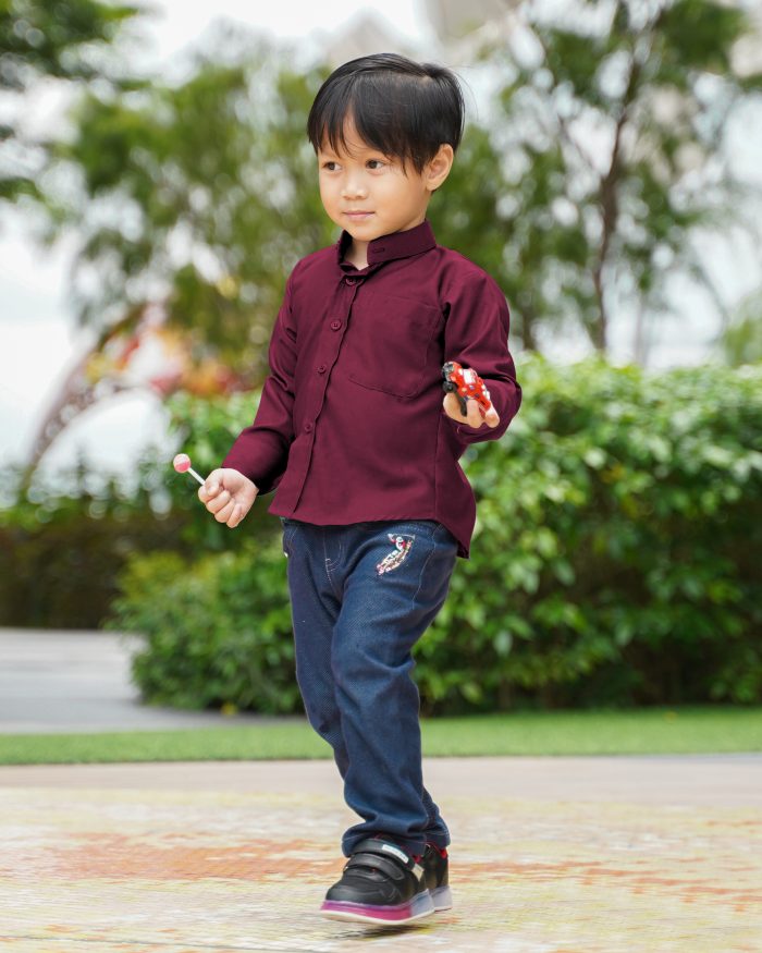 Baju Kurta Mizan Kids - Barn Maroon