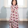 Baju Kurung Pahang Laura Printed Kids – Daisy Burgundy - Image 2