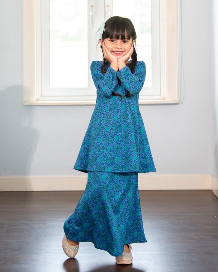 Baju Kurung Pahang Laura Printed Kids – Blossom Green