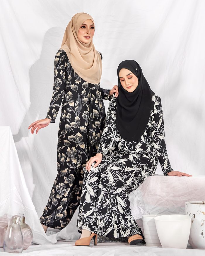 Baju Kurung Pahang Laura Printed – Black Iris - Image 6