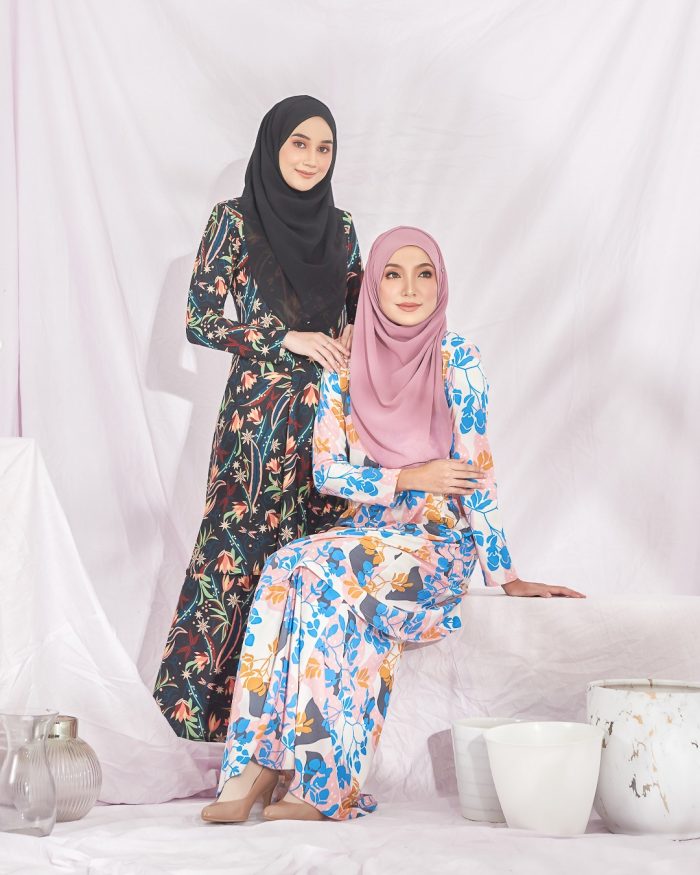 Baju Kurung Pahang Laura Printed – White Coral - Image 6