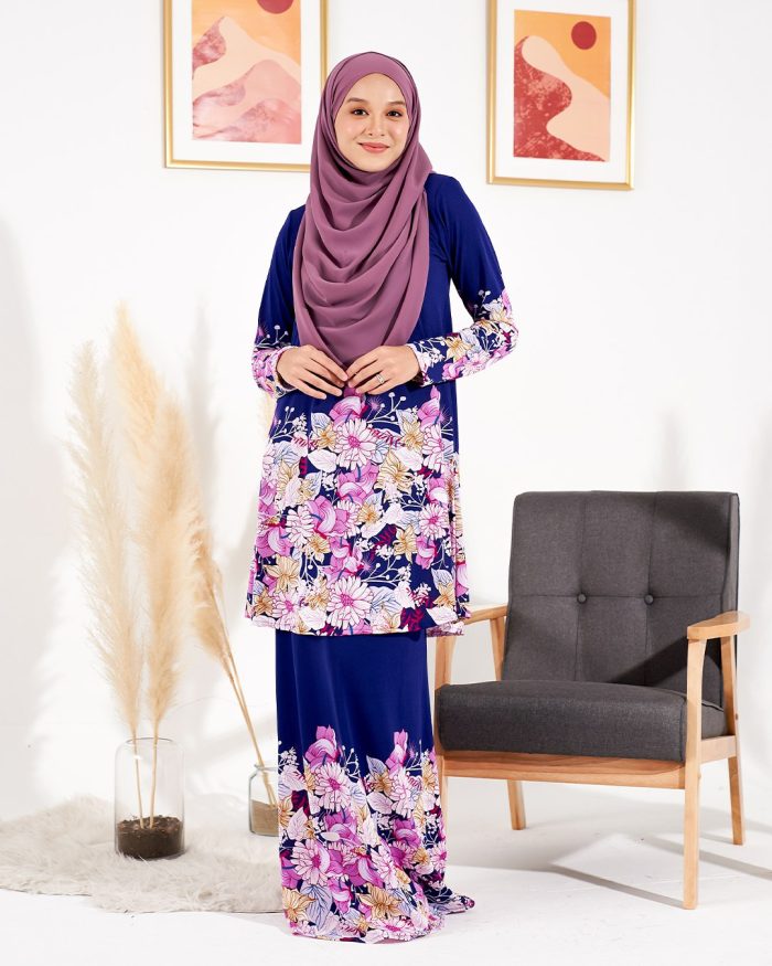 Kurung Lara - Floral Purple