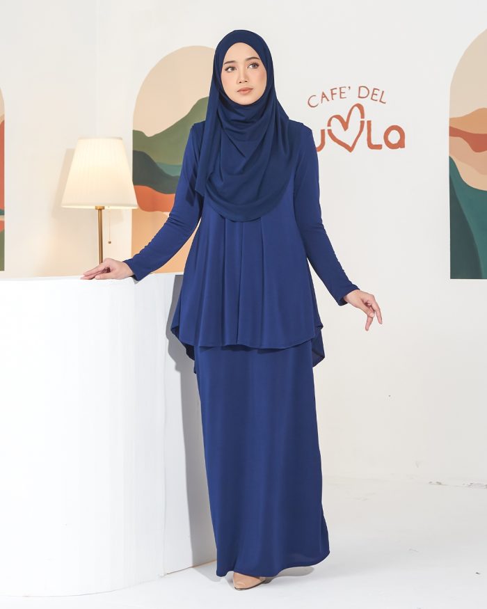 Baju Kurung Lola 2.0 - Midnight Blue - Image 3