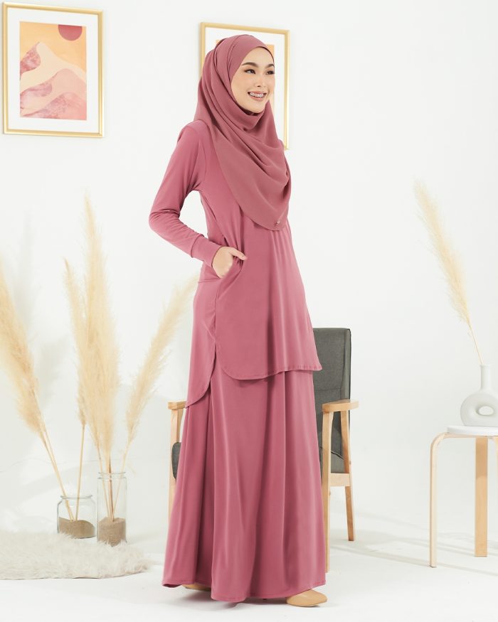 Baju Kurung Losry - Punch Pink - Image 2