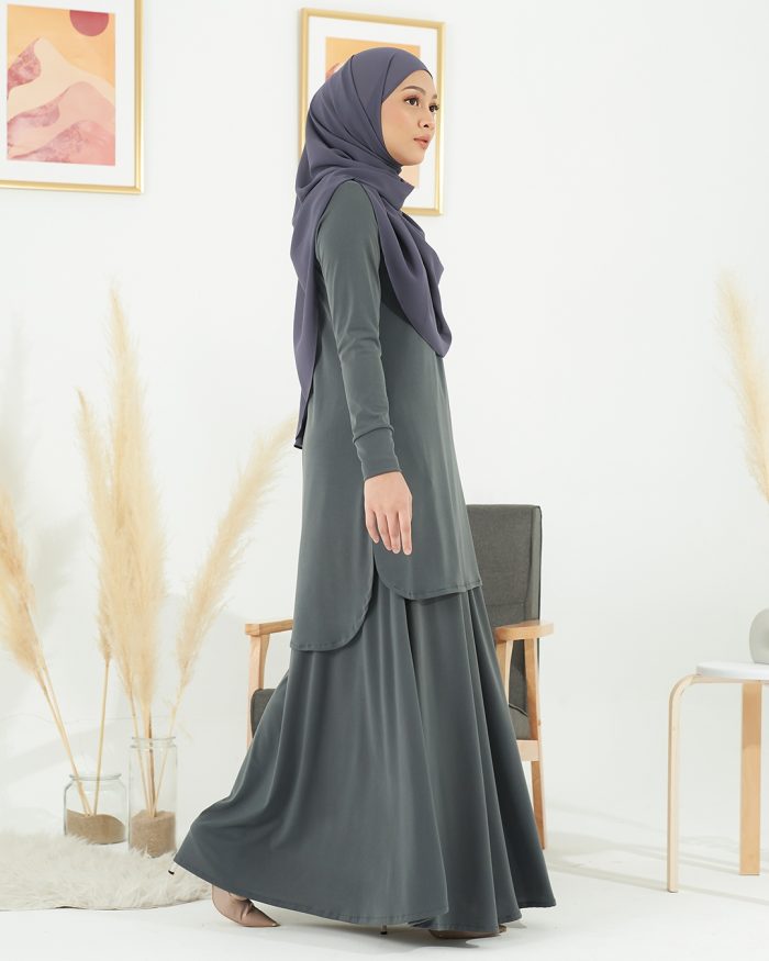 Baju Kurung Losry - Stormy Grey - Image 3