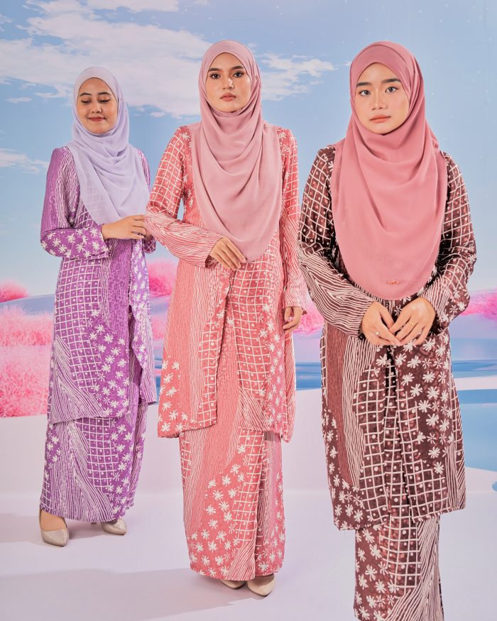 Baju Kebarung Batik Sultanah 7.0 - Aina Lilac Purple - Image 7