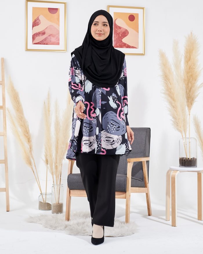 Blouse Lisa Premium Printed - Spiral Blacky