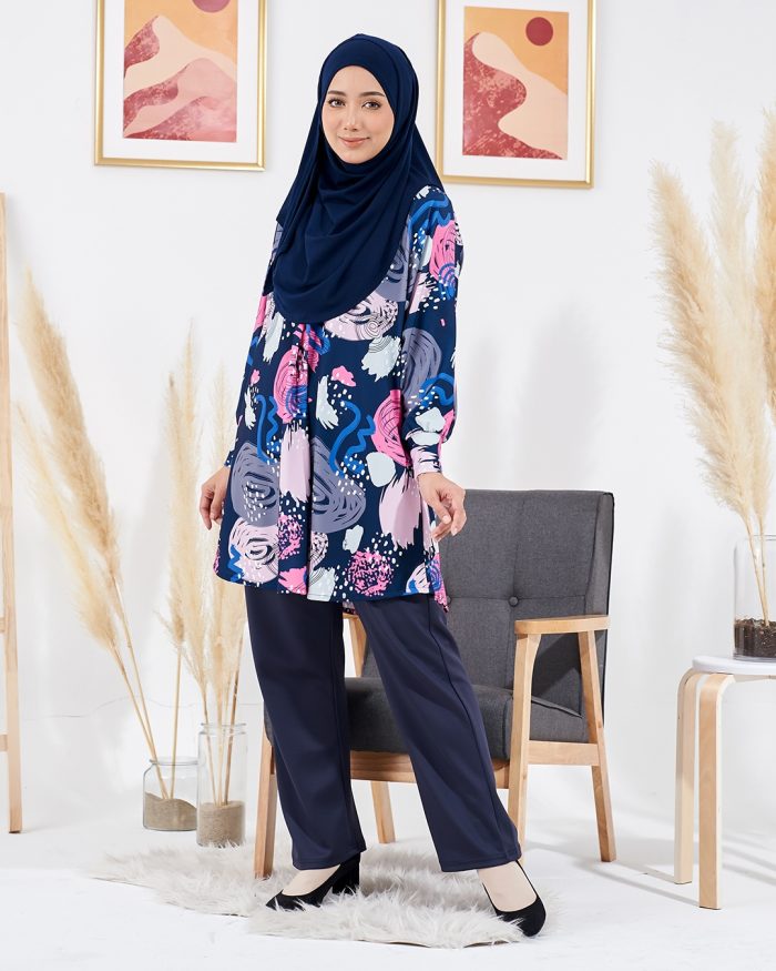 Blouse Lisa Premium Printed - Spiral Navy