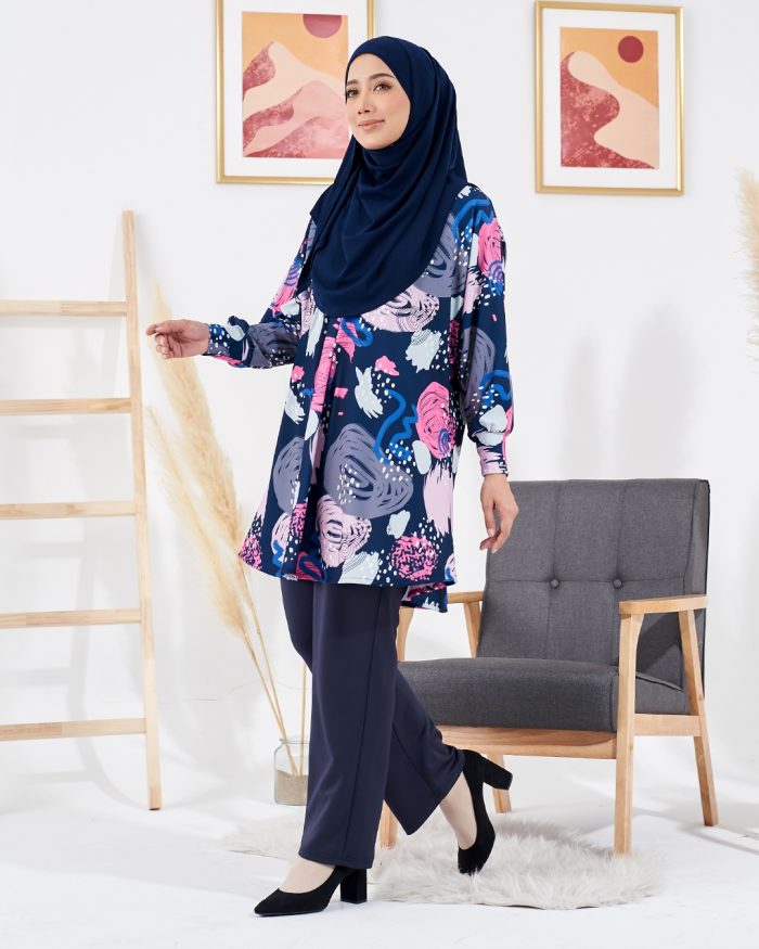 Blouse Lisa Premium Printed - Spiral Navy - Image 4