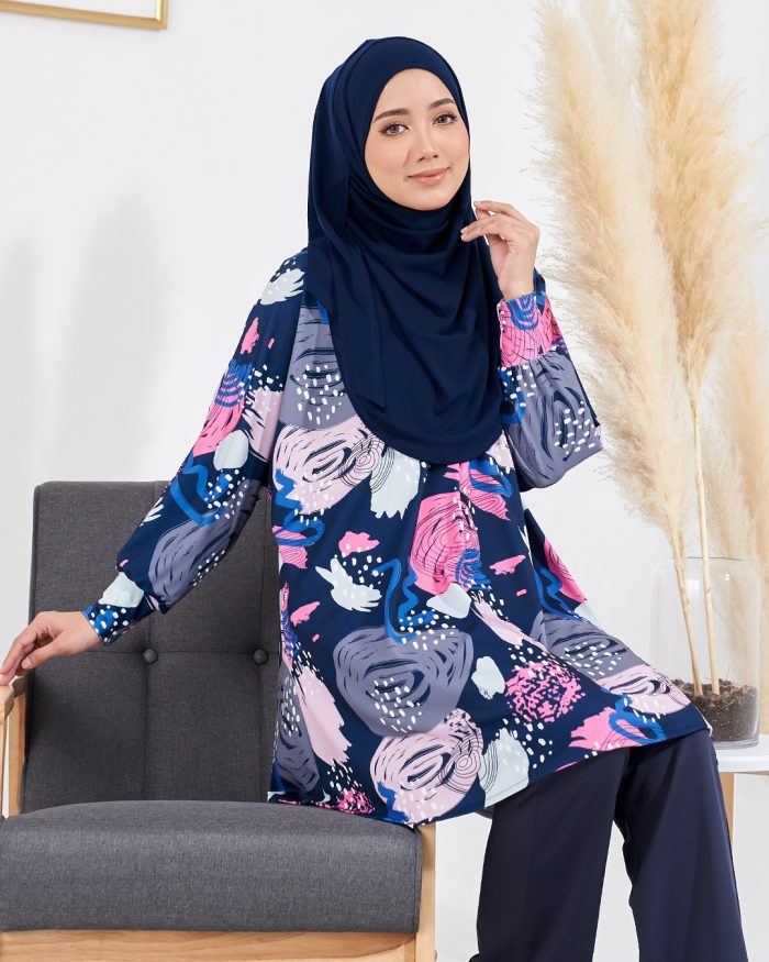 Blouse Lisa Premium Printed - Spiral Navy - Image 3