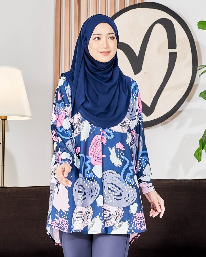 Blouse Lisa Premium Printed - Spiral Navy - Image 5