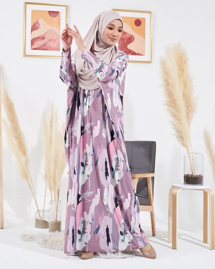 Kaftan Liyana Premium Printed - Cloudy Dove