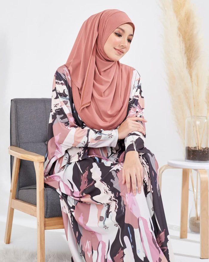 Kaftan Liyana Premium Printed - Cloudy Salmon - Image 3