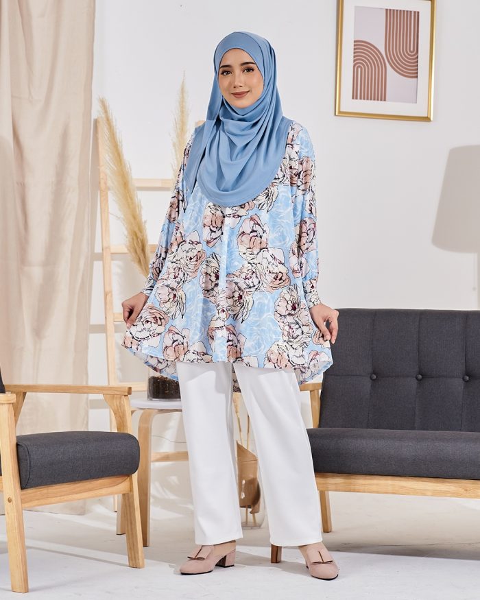 Blouse Leyra Printed - Carnation Blue