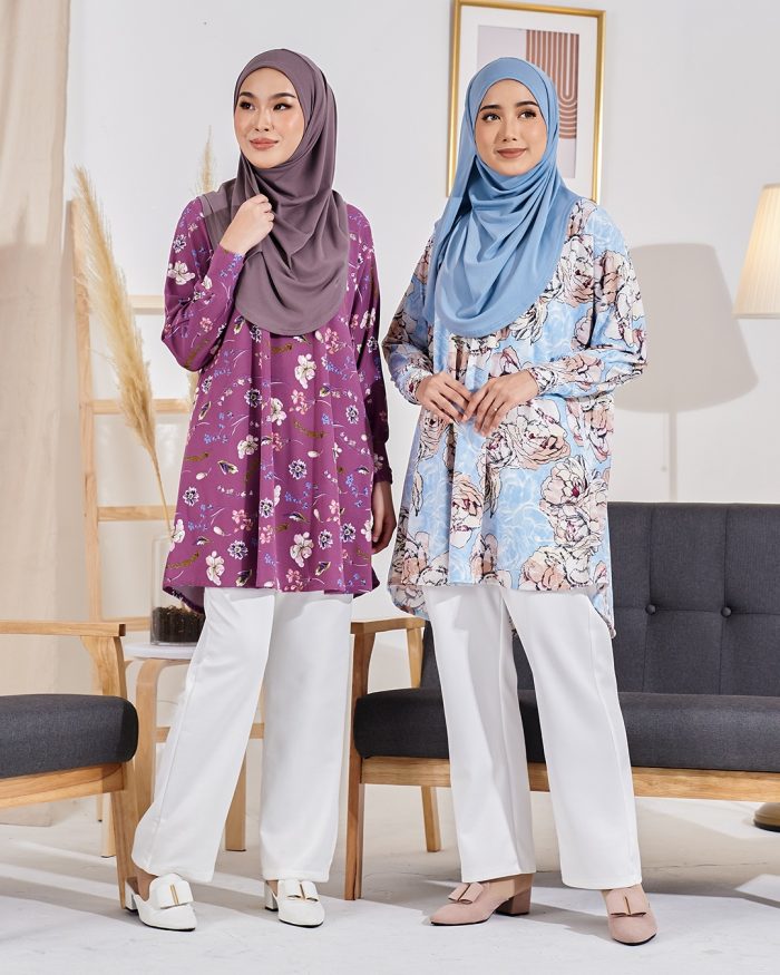 Blouse Leyra Printed - Carnation Blue - Image 6