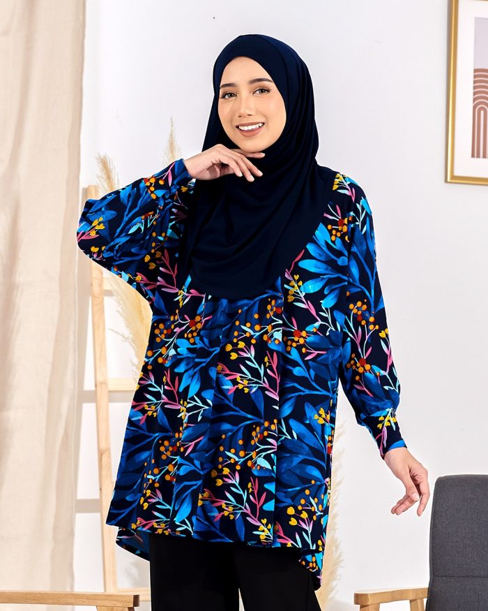 Blouse Leyra Printed - Coral Blue - Image 2