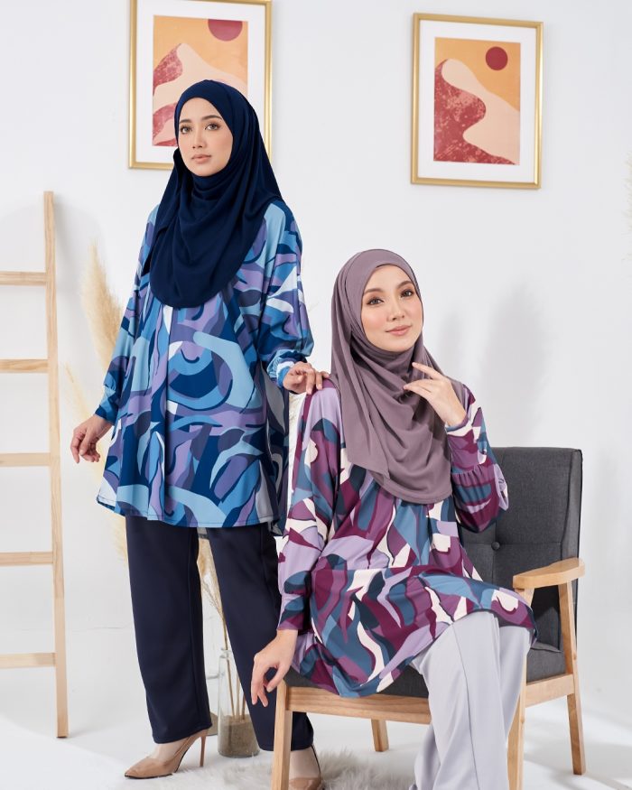 Blouse Lisa Premium Printed - Marble Aegean - Image 6